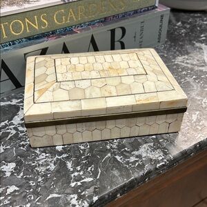 Beautiful brass and bone inlaid Mosaic Box